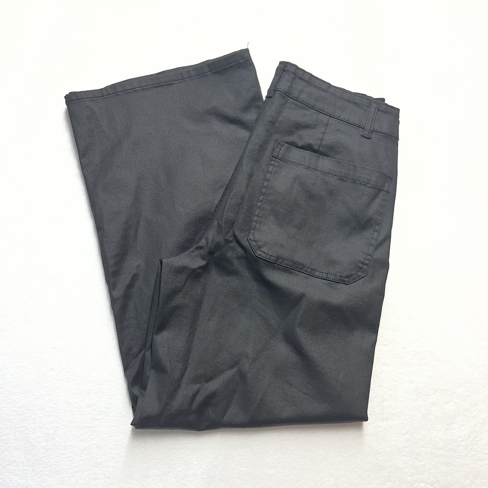 Oat New York Black Coated Wide Leg Jeans Womens 10/30 Stretch High Rise